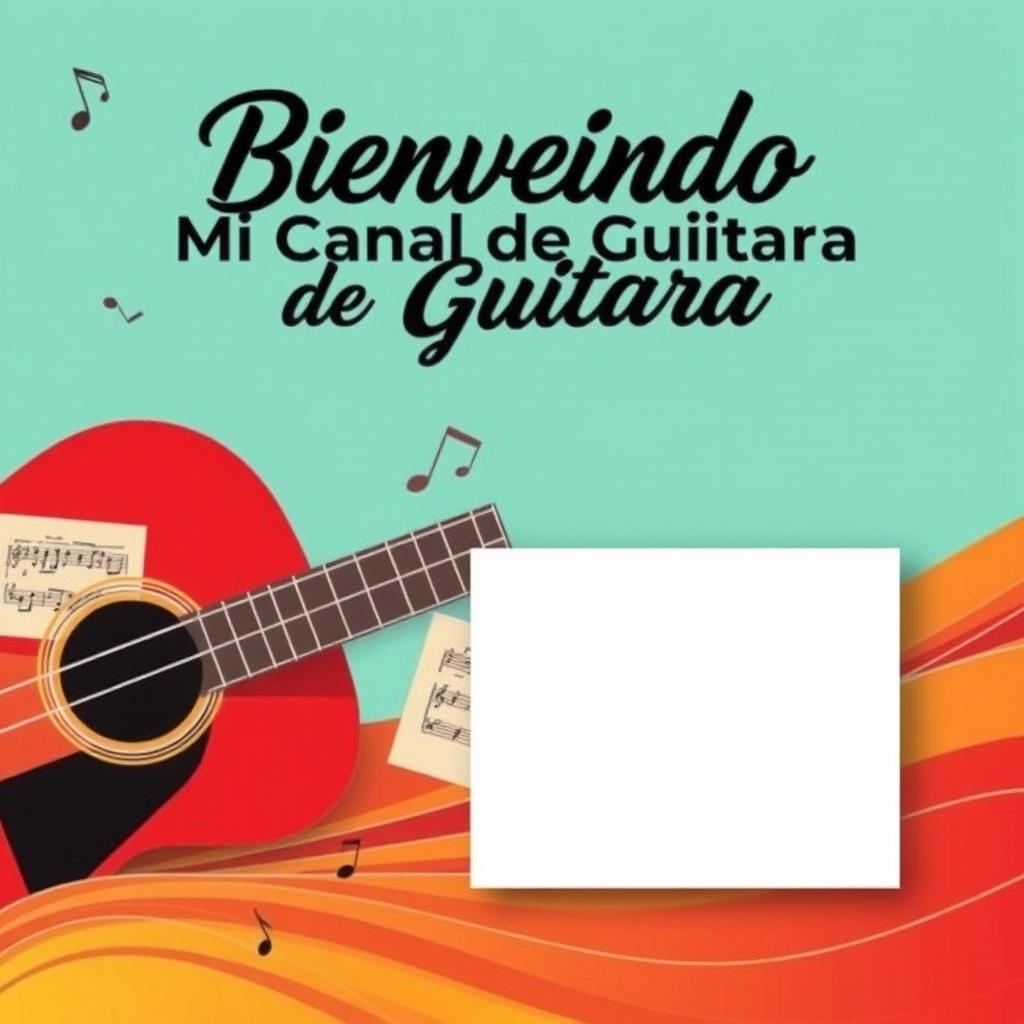 Miniatura atractiva para un video de introducción a tu canal de música con guitarra, con espacio reservado para insertar una foto tuya