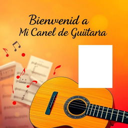 Miniatura atractiva para un video de introducción a tu canal de música con guitarra, con espacio reservado para insertar una foto tuya