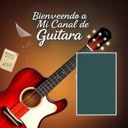 Miniatura atractiva para un video de introducción a tu canal de música con guitarra, con espacio reservado para insertar una foto tuya