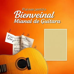 Miniatura atractiva para un video de introducción a tu canal de música con guitarra, con espacio reservado para insertar una foto tuya