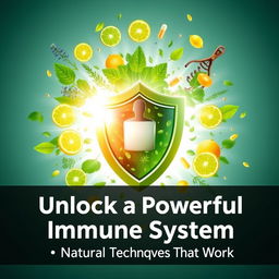 A dynamic YouTube thumbnail focusing on enhancing the immune system with natural techniques and supplements