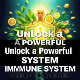 A dynamic YouTube thumbnail focusing on enhancing the immune system with natural techniques and supplements