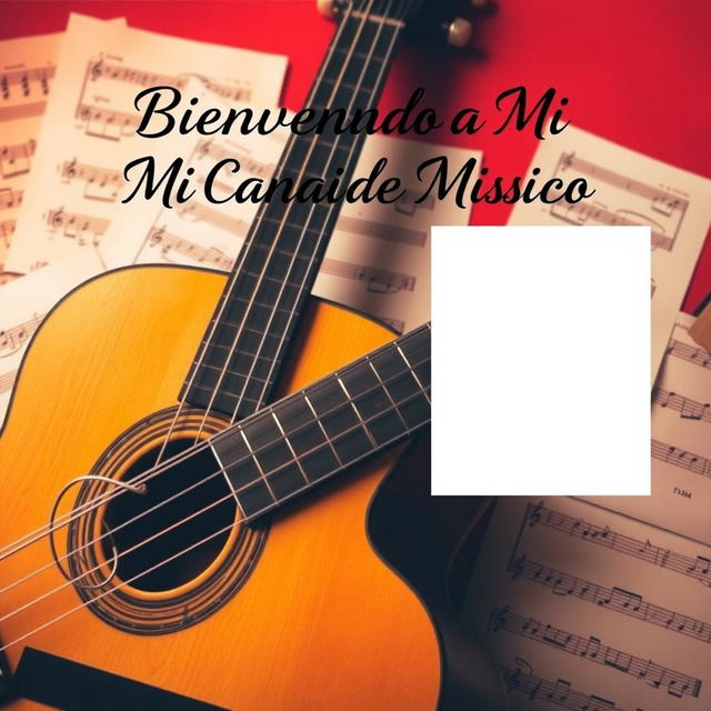 Miniatura atractiva para un video de introducción a tu canal de música con guitarra, con espacio para insertar una foto tuya