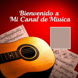 Miniatura atractiva para un video de introducción a tu canal de música con guitarra, con espacio para insertar una foto tuya