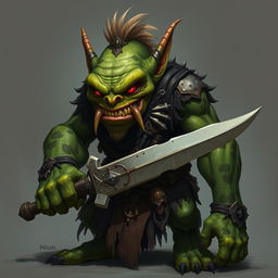 Groth, an imposing goblin leader, stands noticeably taller and more muscular than his kin, at about 4 feet tall