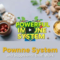 YouTube thumbnail for a video titled 'Powerful Immune System: Natural Techniques and Supplements that Work