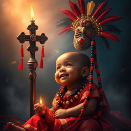 A spiritually guided scene featuring a child of Elegua, the African Diaspora deity