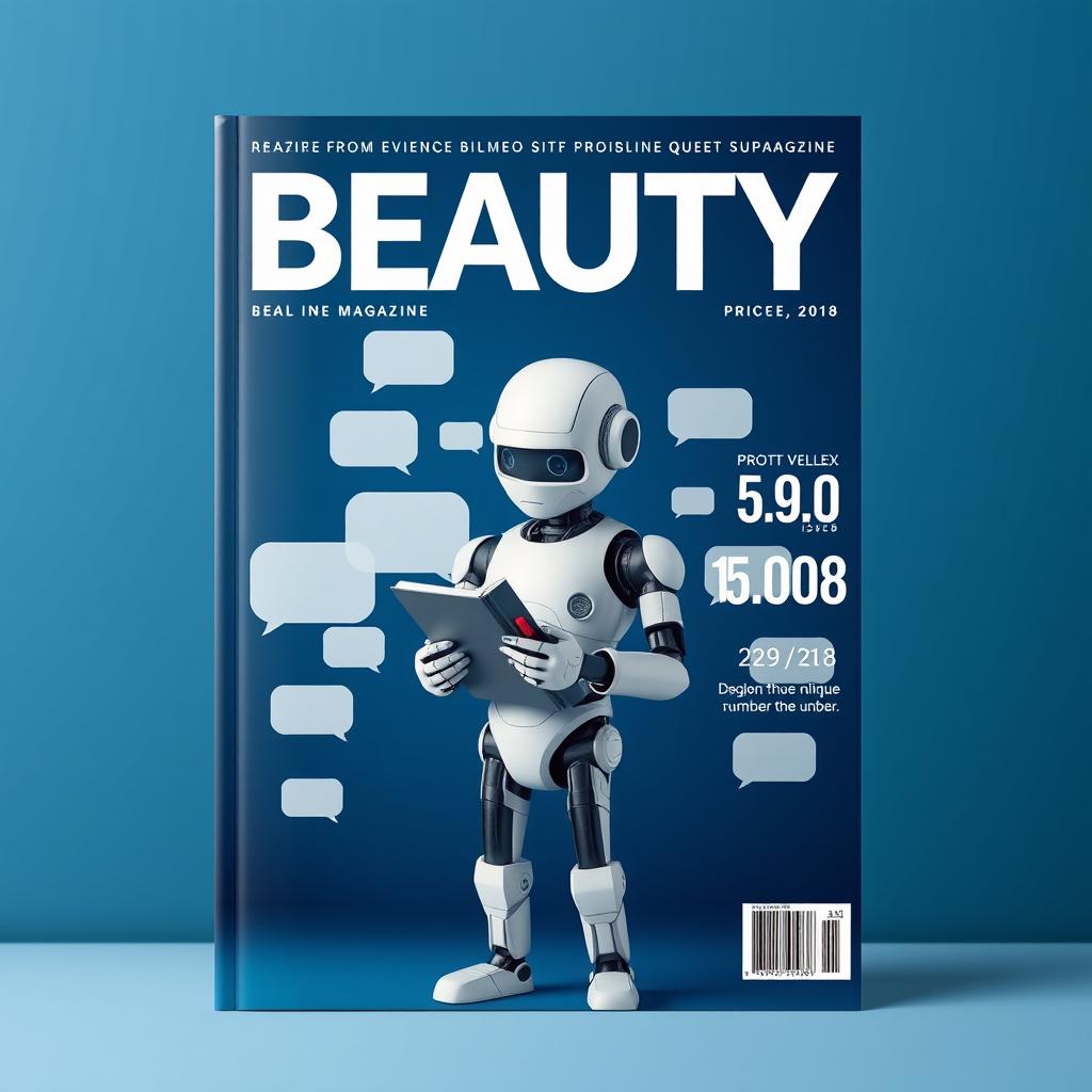 A realistic magazine cover featuring the word 'BEAUTY' prominently at the top against a dark blue background