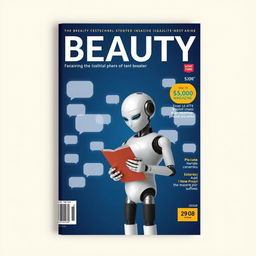 A realistic magazine cover featuring the word 'BEAUTY' prominently at the top against a dark blue background