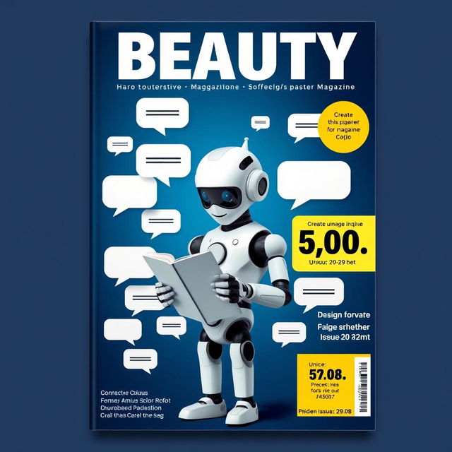 A realistic magazine cover featuring the word 'BEAUTY' prominently at the top against a dark blue background