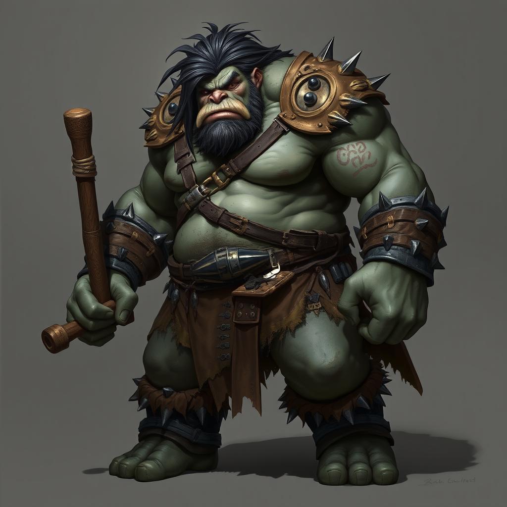 Groth is an impressive ogre, towering at about 10 feet tall with a powerful, muscular physique