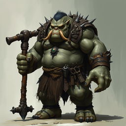 Groth is an impressive ogre, standing about 10 feet tall with a powerful, muscular build