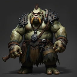 Groth is an impressive ogre, standing about 10 feet tall with a powerful, muscular build