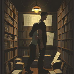 The cover shows the silhouette of two characters inside a bookstore, illuminated by the soft light of a reading lamp