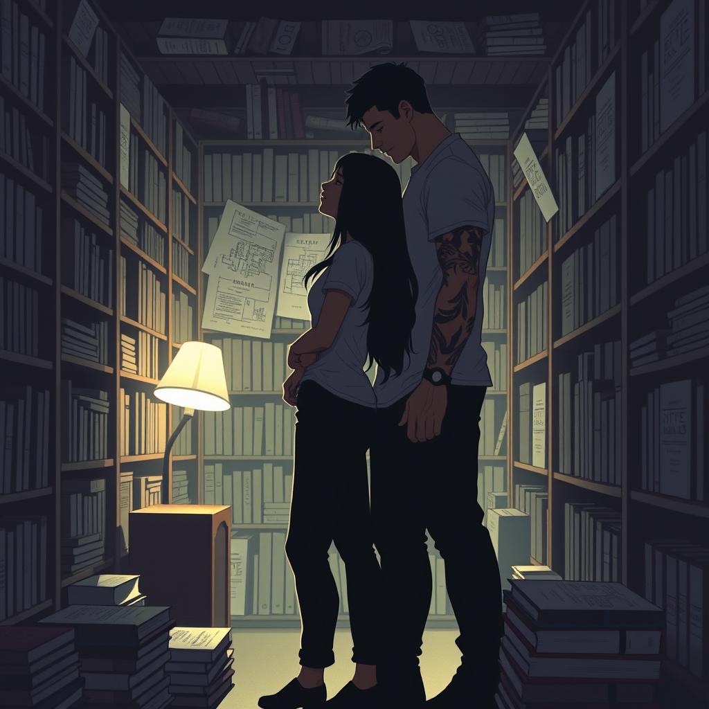 The cover shows the silhouette of two characters inside a bookstore, illuminated by the soft light of a reading lamp