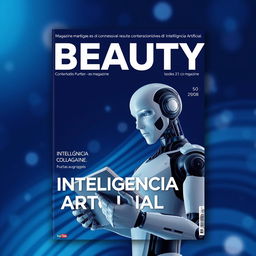 An Ultrarrealistic image featuring the word 'BEAUTY' displayed prominently at the top, set against a dark blue background filled with faint lines representing conversation, blurred and abstract