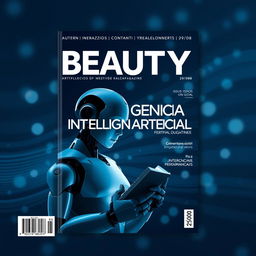 An Ultrarrealistic image featuring the word 'BEAUTY' displayed prominently at the top, set against a dark blue background filled with faint lines representing conversation, blurred and abstract