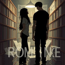 The cover shows the silhouette of two characters inside a bookstore, illuminated by the soft light of a reading lamp