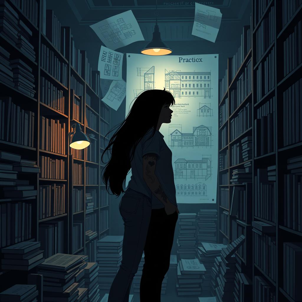 The cover shows the silhouette of two characters inside a bookstore, illuminated by the soft light of a reading lamp