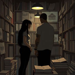 The cover shows the silhouette of two characters inside a bookstore, illuminated by the soft light of a reading lamp