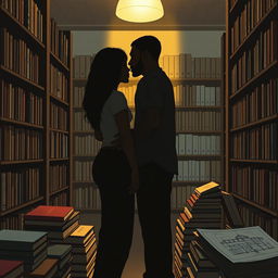 The cover depicts the silhouette of Jhady and Miguel inside a bookstore, creating a setting that exudes intimacy and symbolism