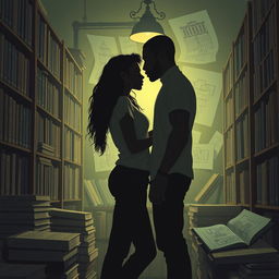 The cover depicts the silhouette of Jhady and Miguel inside a bookstore, creating a setting that exudes intimacy and symbolism