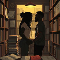 The cover depicts the silhouette of Jhady and Miguel inside a bookstore, creating a setting that exudes intimacy and symbolism