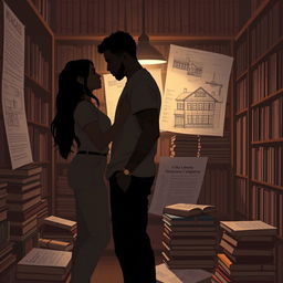 The cover depicts the silhouette of Jhady and Miguel inside a bookstore, creating a setting that exudes intimacy and symbolism