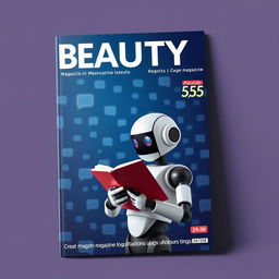 A magazine cover design with the title "BEAUTY" prominently displayed at the top against a dark blue background filled with chat icons