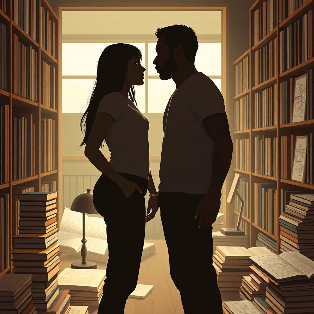 The cover features the silhouette of Jhady and Miguel inside a bookstore, creating a setting that exudes intimacy and symbolism