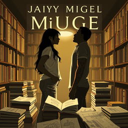 The cover features the silhouette of Jhady and Miguel inside a bookstore, creating a setting that exudes intimacy and symbolism