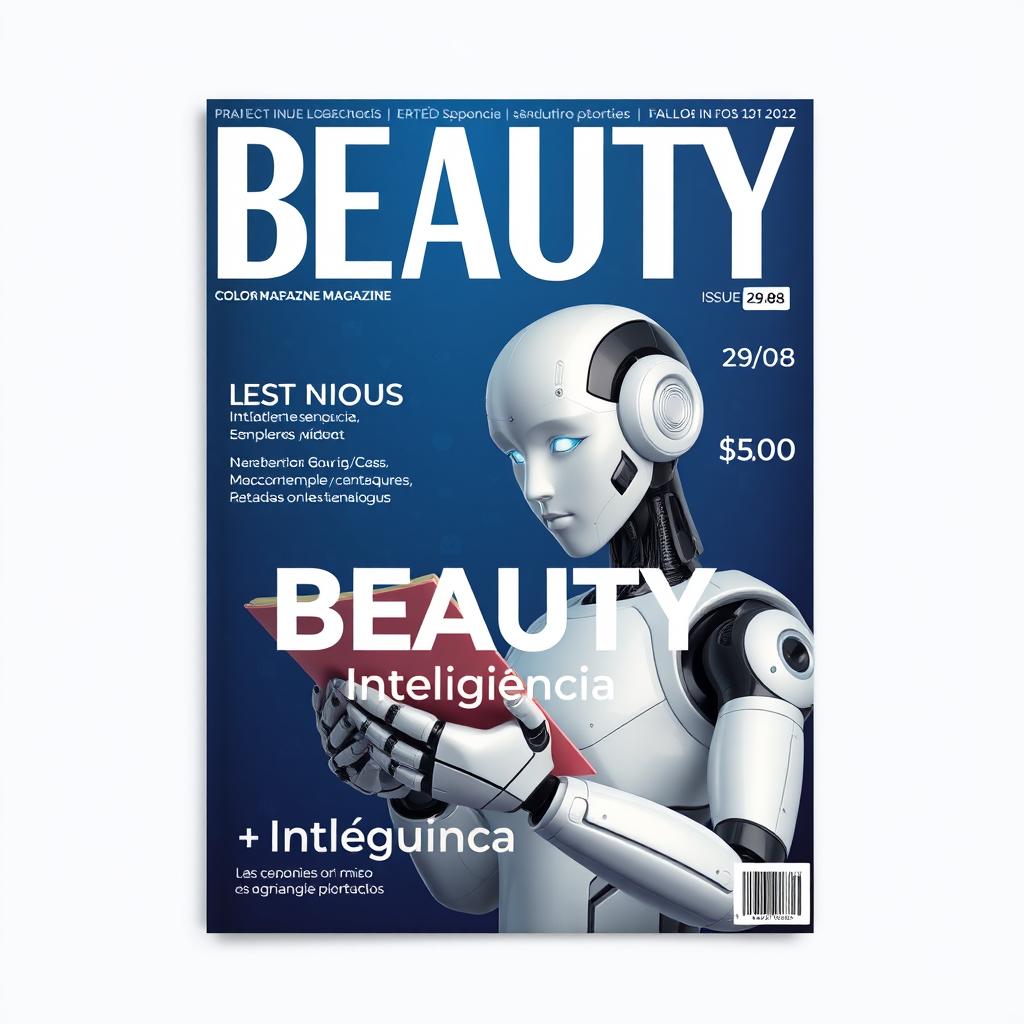 A large magazine cover design with the title 'BEAUTY' prominently displayed at the top