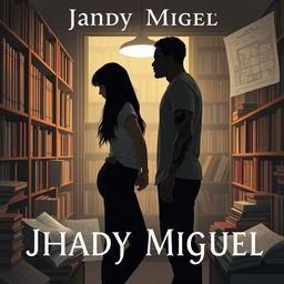 The cover features the silhouette of Jhady and Miguel inside a bookstore, creating a setting that exudes intimacy and symbolism