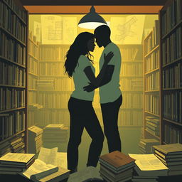 The cover features the silhouette of Jhady and Miguel inside a bookstore, creating a setting that exudes intimacy and symbolism