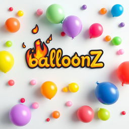 A playful and vibrant card design featuring the word 'balloonZ' at the top middle