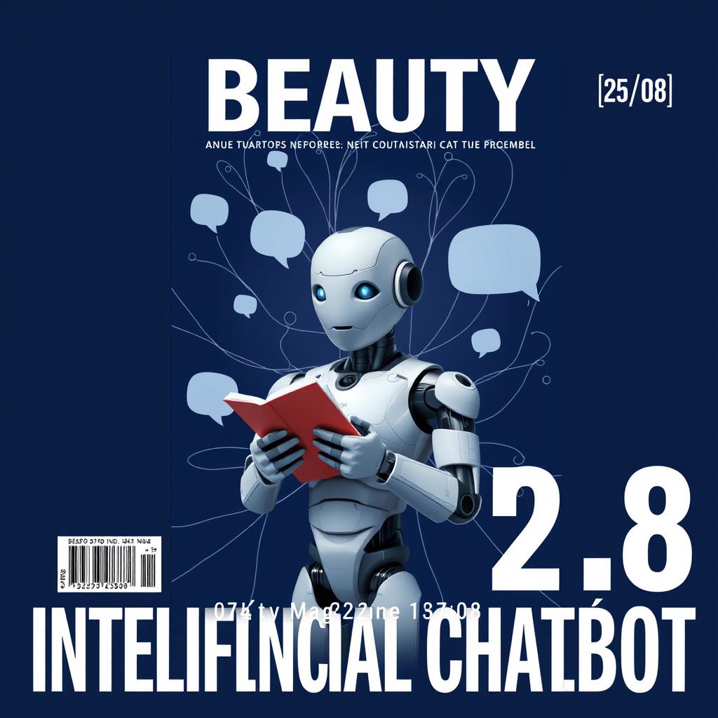 A realistic magazine cover design featuring the title 'BEAUTY' in large letters at the top against a dark blue background