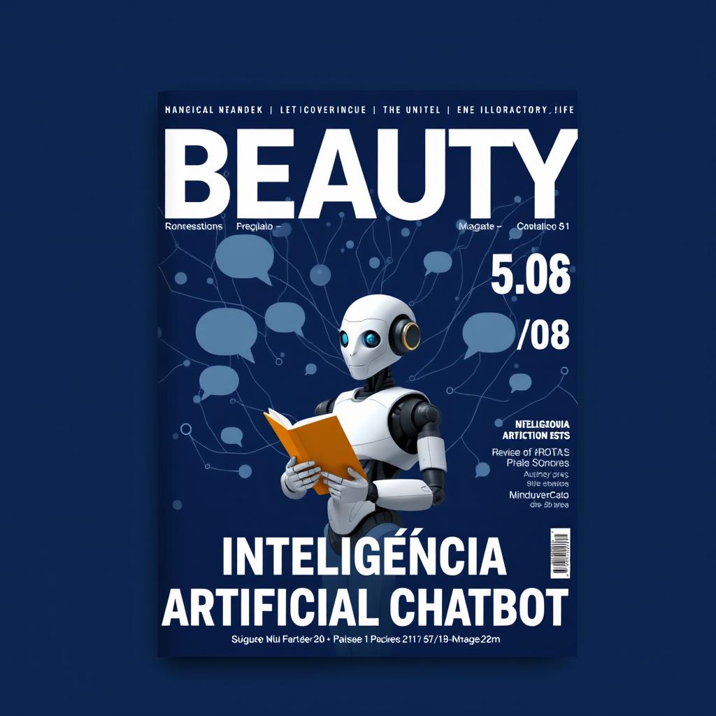 A realistic magazine cover design featuring the title 'BEAUTY' in large letters at the top against a dark blue background