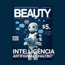 A realistic magazine cover design featuring the title 'BEAUTY' in large letters at the top against a dark blue background