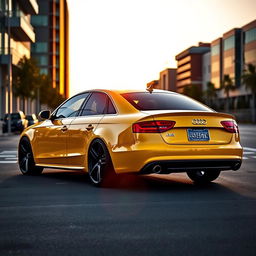 A 2010 Audi A4 B8 in a vibrant yellow color with sleek 19-inch black wheels