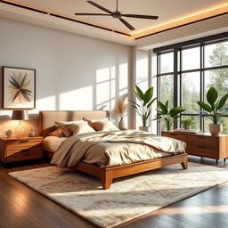 A beautifully designed bedroom with a luxurious ambiance