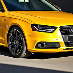 Audi A4 2010 B8 in a striking yellow-gold finish, equipped with sleek 19-inch rims