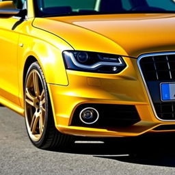 Audi A4 2010 B8 in a striking yellow-gold finish, equipped with sleek 19-inch rims