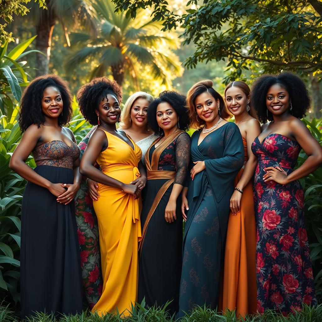 A group of diverse and confident women of different ethnicities and backgrounds, each exuding strength and grace