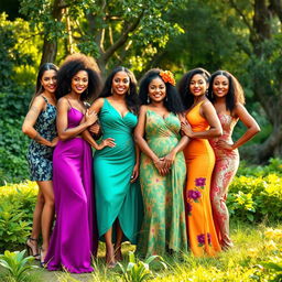 A group of diverse and confident women of different ethnicities and backgrounds, each exuding strength and grace