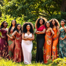 A group of diverse and confident women of different ethnicities and backgrounds, each exuding strength and grace