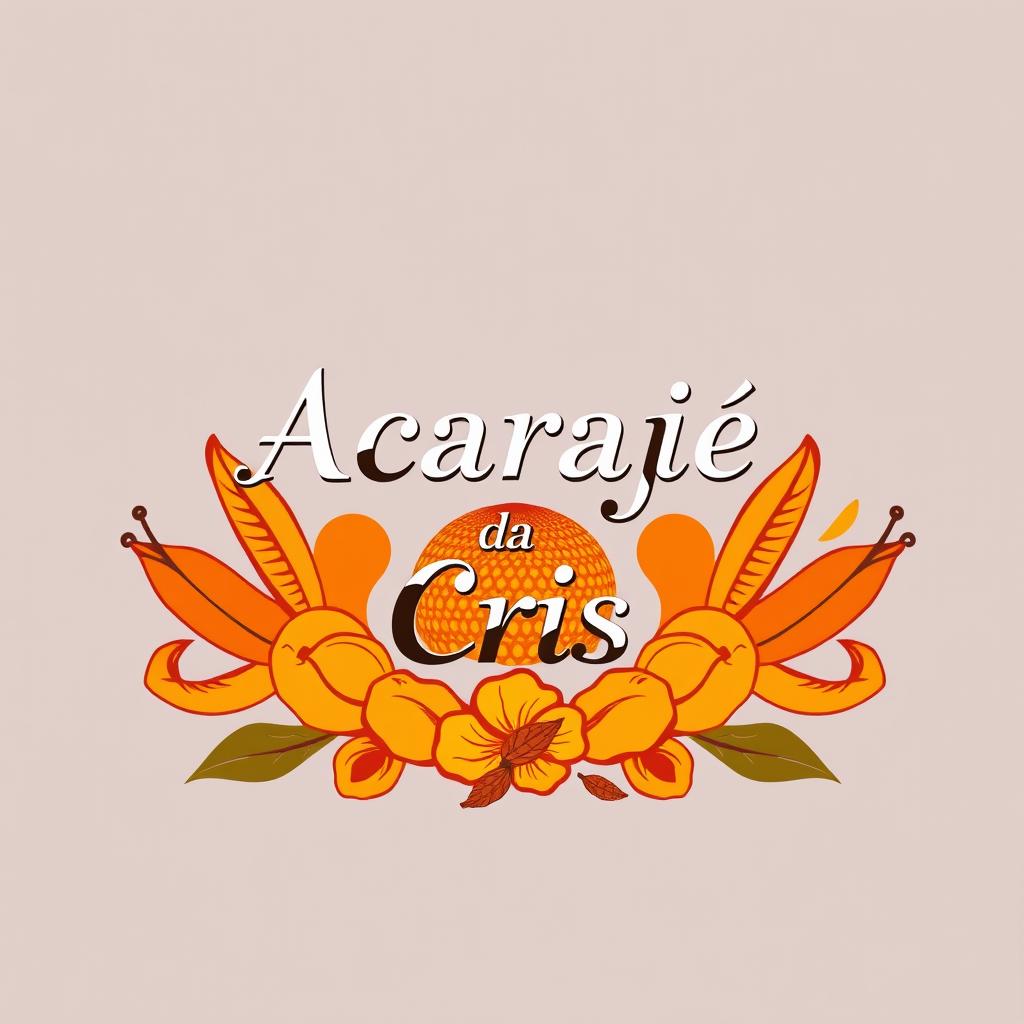 A visually appealing and culturally rich logo for a restaurant called "Acarajé da Cris