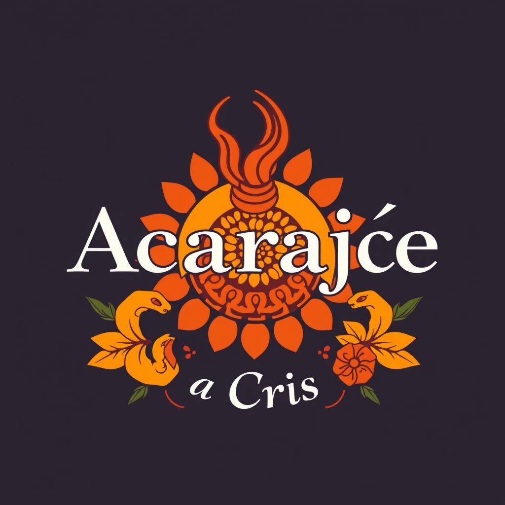 A visually appealing and culturally rich logo for a restaurant called "Acarajé da Cris