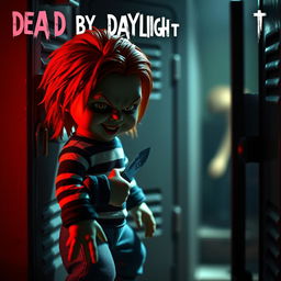 A miniature scene from the game Dead by Daylight with the specific lighting style of the game, illuminated by dim and atmospheric spotlights like in Dead by Daylight