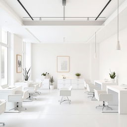 A minimalist nail salon interior design with clean lines and a modern aesthetic