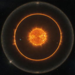 A detailed image symbolizing heliocentrism, featuring the Sun at the center with planets including Earth orbiting around it in space.